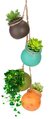 Produktbild von 4 Stück Hängende Pflanzenübertöpfe - Multicolor Keramik