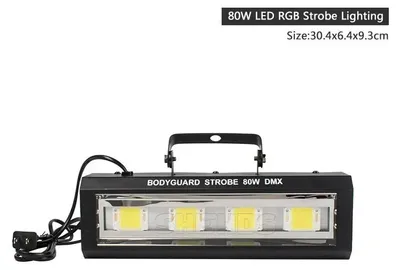 Produktbild von LED Stroboskop - DMX Bühnenstrahler - 80 W RGB und Kaltweiß - 7 DMX-Kanäle - Soundsteuerung - Profi DJ Disco Party - EU-Stecker