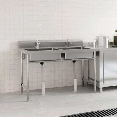 Produktbild von vidaXL Küchenspüle Doppelbecken Edelstahl