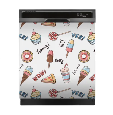 Produktbild von Aufkleber sticker 60x60 cm Dekorative folie Spülmaschine - Eiscreme Pizza Donut