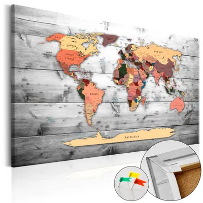 Obrázek produktu pro Korkový obraz z netkané textilie - Směr svět 120x80 cm Karty k-B-0009-p-c