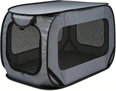 Obrázok produktu pre Prepravná klietka pre psov – cestovná taška pre mačky – bezpečná preprava – skladacia, ľahká konštrukcia – 45x40x5 cm – čierna