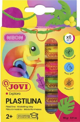 Produktbild von Jovi Plastilina Modelliermasse für Kinder Neon 6 x 15 g