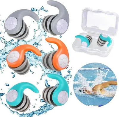 Produktbild von Silikonische Ohrstöpsel für Erwachsene - wiederverwendbare und wasserdichte Ohrstöpsel - Ohrstöpsel - weiche und wasserdichte Silikon-Ohrstöpsel - für Schwimmer - ideal für Surfen, Schnorcheln, Schwimmen und Duschen