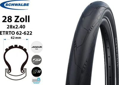 Produktbild von 28 Zoll Schwalbe SUPER MOTO 28x2.40 Reifen 62-622 DD Reflexstreifen
