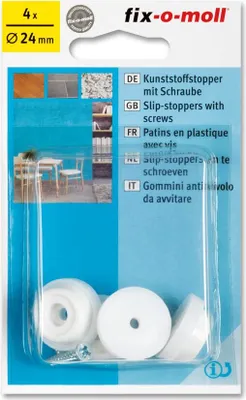 Produktbild von Kunststoffstopper mit Schraube fix-o-moll 24mm weiß