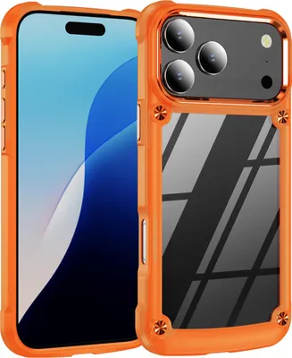 Produktbild von iPhone 17 Pro Max Hülle, Hybrid Transparente PC Robust TPU Bumper Stoßfest Schutzhülle für iPhone 17 Pro Max Orange