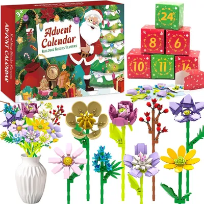 Produktbild von Adventskalender 2025 mit Blumenstrauß für Frauen, 24 künstliche Blumen DIY Bastelset, Weihnachtsgeschenk für Kinder, Erwachsene & Männer