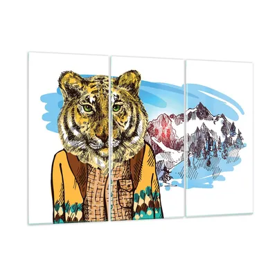 Produktbild von Bilder auf glas - Tiger in den Bergen Kinder Tierwelt - 105x70cm - Glasbilder - Wandbilder - Kunstdruck - Wanddekoration aus Glas - Glas Bilder - Wandbild auf Glas - GCE105x70-3210