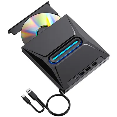 Productafbeelding van Externe CD/DVD-drive, DVD+/-RW-speler en -brander, Plug & Play, USB3.0 & Type-C DVD-speler, compatibel met Windows, Mac, Linux - Optische drive