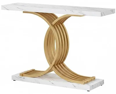 Obrázok produktu pre Konzolový stolík HOGA-F1676, 96,9 x 29,8 x 81,4 cm, mramor, zlatý
