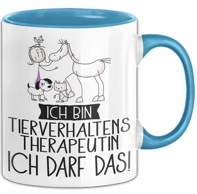 Produktbild von Geschenk für Tierverhaltenstherapeutin Tasse Lustige Geschenkidee Geburtstag Ich Bin Tierverhaltenstherapeutin Ich Darf Das (Blau)