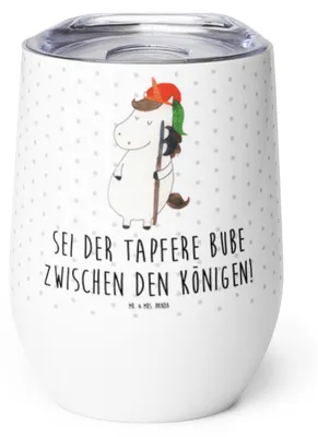 Produktbild von Mr. & Mrs. Panda Thermo Becher Einhorn Junge - Weiß - Geschenk, Unicorn, glühweinbecher, Thermobecher, edelstahl isolierbecher, kaffee tasse, thermosbecher, Einhörner