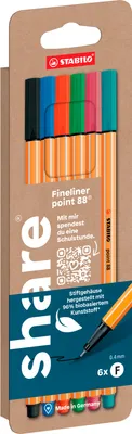 Produktbild von Fineliner 6er-Set 0,4 mm, hoher Austrocknungsschutz, für Lineal & Schablonen