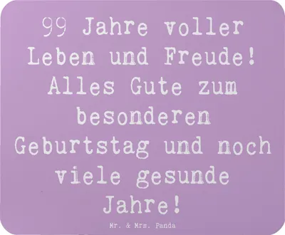 Produktbild von Mr. & Mrs. Panda Mauspad Spruch 99. Geburtstag - Lavendeltraum - Geschenk, Happy Birthday, Zuneigung, computermatte, herzliche Glückwünsche, Mouse Pad, mousematte, Alter