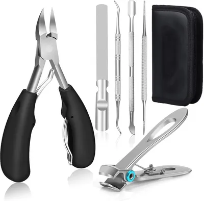 Produktbild von Profi Fußnagelzange Set, Super scharf Nagelzange für Dicken & Eingewachsenen Harten Fußnägel. Edelstahl Pediküre Knipser Nagelknipser.（Schwarz）