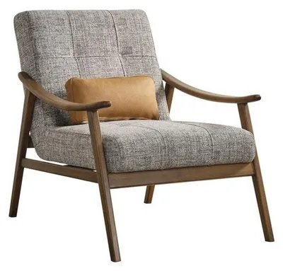 Image de Fauteuil Fauteuil à oreilles Assise Polyester Gris Tissu Salon Moderne