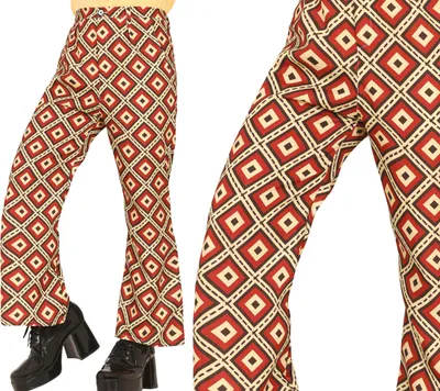 Immagine prodotto di Pantaloni carnevale anni '70 modello retrò abbigliamento da festa vintage costume da uomo, taglia: 52 - 54 (L) colore: multicolore
