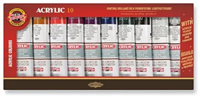 Produktbild von KOH Acrylfarben Set 8+2 - 8 x 40 ml + 2 x 40 ml / Tuben