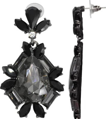 Produktbild von Steuer Modeschmuck Ohrstecker Metall 6cm Schwarz Glasstein schwarz 445030012