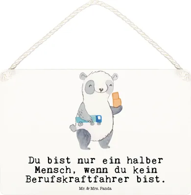 Produktbild von Mr. & Mrs. Panda Schild Berufskraftfahrer Herz DIN A6 - Weiß - Geschenk, Holzschild, Wandbild Holz, wandtafel, kleine aufmerksamkeit, Türschild