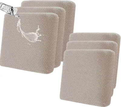 Produktbild von 6 Stück Wasserdicht Sofa Sitzkissenbezüge, Stretch Sofa Terrassen Sitzkissenbezug für Gartenmöbel,Hellbraun