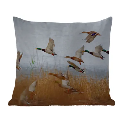 Produktbild von MuchoWow® Outdoor Kissen - Ente - Vogel - Schilf - Wasser - Enten - 50x50 cm - Wetterfest - Lounge Kissen - Komfortabel - Kissen mit Bild