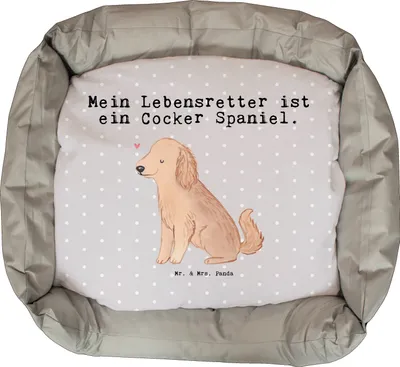 Produktbild von Mr. & Mrs. Panda Hundekissen Cocker Spaniel Lebensretter - Grau Pastell - Geschenk, Jubiläum, Valentinstag, Hund, Englische Cockerspaniel, Weihnachten, Muttertag, Ostern