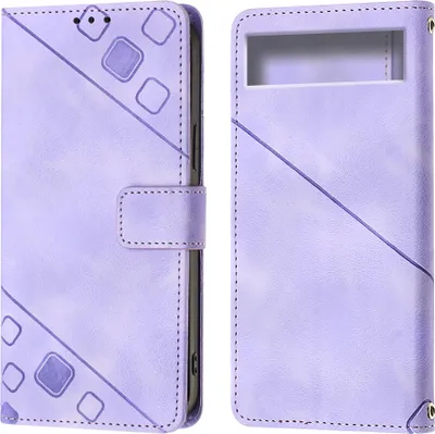 Produktbild von Hülle für Google Pixel 7A Prägung Flip Leder Brieftasche Schutzhülle mit Ständer Lila
