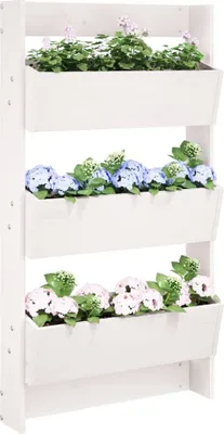 Obrázok produktu pre vidaXL Nástenný kvetináč s 3 priehradkami 60x18,5x110 cm Biele borovicové drevo