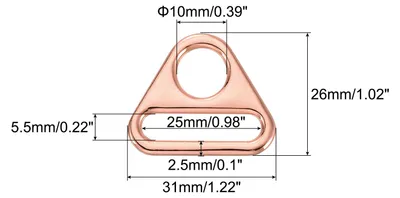Produktbild von 6 Stš¹ck d Ringe 0,98" Dreieck Schnalle Versteller, Triangel D-Ring Verbindungsclip Dreieckschnalle Ersatz fš¹r DIY Riemen Geldb?rse Rucksack Taschenzubeh?r, RosšŠgold