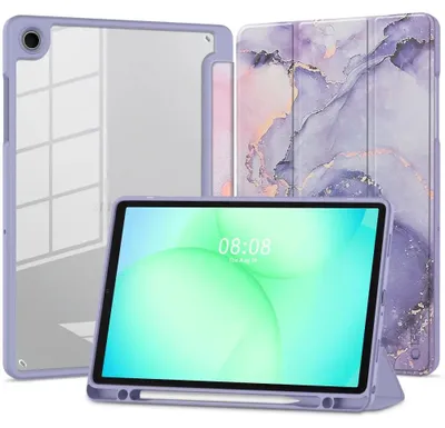 Produktbild von Schutzhülle mit Klappe für Galaxy Tab A11 Plus / A9 Plus, Tech-Protect SC Pen Hybrid, Violett mit Marmormuster