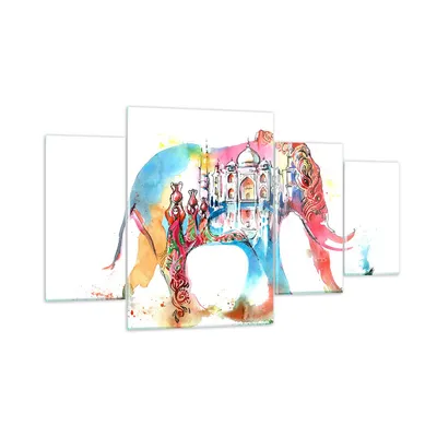 Produktbild von Bilder auf glas - Elefant Indien ethnisch Kultur - 160x90cm - Glasbilder - Wandbilder - Kunstdruck - zum Aufhängen bereit - Wanddekoration aus Glas - Glas Bilder - Wandbild auf Glas - GDL160x90-3037