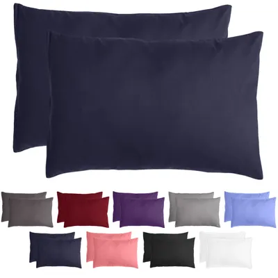 Produktbild von Komfortec Premium Kissenbezüge 2er Set 50x70 cm mit Reißverschluss, gebürstet 100% Polyester 120g/m², Kopfkissenbezug, Superweiches Kissenhülle Set, Blau