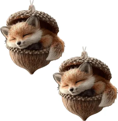 Produktbild von Waldtier-Eichel-Ornamente, Acryl, gemütliche Tannenzapfen-Tiere, Weihnachtsschmuck, 2D-Waldtiere, Hängedekoration, rustikale Heimdekoration für Tierliebhaber
