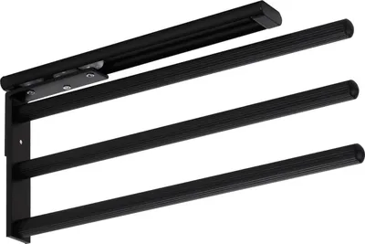 Produktbild von Handtuchhalter TED 3-armig schwarz matt (325-487 mm ausziehbar drehbar) - Teleskopisches Handtuchregal geeignet für größere Handtücher