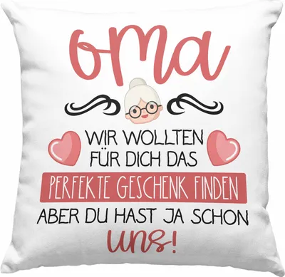 Produktbild von Trendation - Beste Oma Geschenk Deko-Kissen mit Füllung 40x40 Geburtstagsgeschenk Enkel Geschenkideen Lustig Geburtstag (Grau)