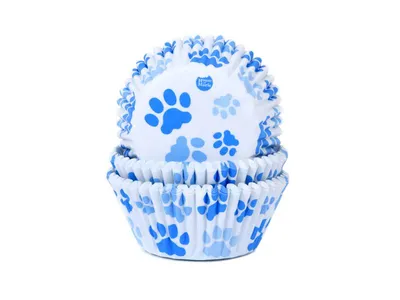Produktbild von 50 Muffinförmchen Pfötchen in Blau 5cm