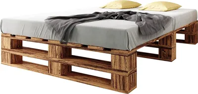 Produktbild von sunnypillow Palettenbett M2 aus Holz 160 x 200 cm mit Lattenrost, Doppelbett, Familienbett - erhöhtes Ehebett Bettgestell Futonbett Komforthöhe