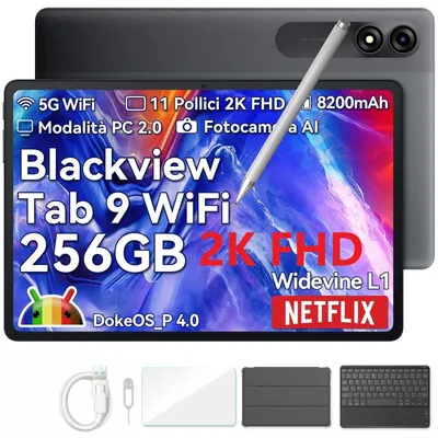 Obrázek produktu pro Blackview Tab9WiFi FHD+ 11" displej, vč. podstavce, funkce Hülle, funkce Tastatur, Android 14, 18GB+256GB(2TB), Octa-Core T606, 13MP+5MP, 8200mAh, AI-Kamera