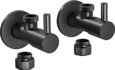 Produktbild von Eckventil 2er-Pack Messing - Gunmetal massiv Anschluss 3/8' inkl. Rosette 7009