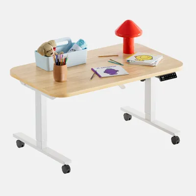 Elektrischer höhenverstellbarer Schreibtisch 100x60 cm, weiß/eiche