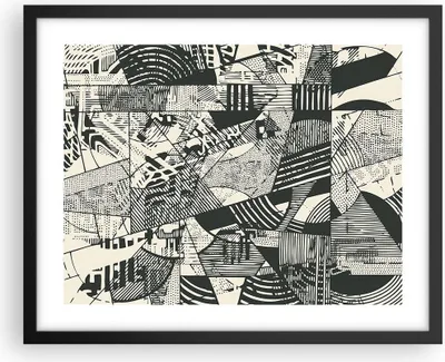 Produktbild von Gerahmtes Poster - Schwarzer Rahmen - Abstraktion Vintage Schwarz - 50x40 cm - Wand Bild - Wanddeko - Wandbilder - Kunstposter - Wandposter - Bilderrahmen - Bilder - Kunstdruck - P2BAA50x40-5052