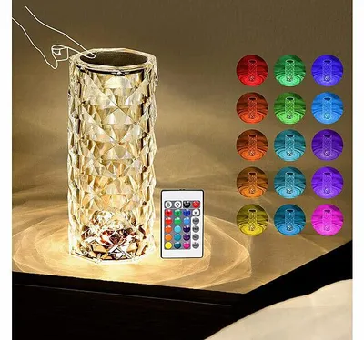 Image de Lampe de table rechargeable effet cristal télécommandée à LED RVBB