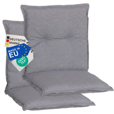 Produktbild von NYVI Gartenstuhl Auflagen Niedriglehner 2er Set Barcelona - UV-Beständig, Atmungsaktiv, Strapazierfähig - Niedriglehnerauflagen Sitzkissen Outdoor - Sitzauflagen für Gartenstühle 100x50cm Mittelgrau
