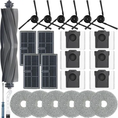 Produktbild von 25 Stück Zubehör für Dreame X40 Ultra Complete/L40 Ultra/L10s Ultra Gen 3 Roboter Saugroboter,1 Hauptbürste,4 Filter,6 Wischpad,6 Seitenbürsten,6 Staubbeutel,Ersatzteile Zubehör für Dreame