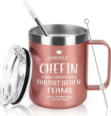 Image de Livole Tasse Meilleure Cheffe Cadeau 350ml Tasse en acier inoxydable Or Rose