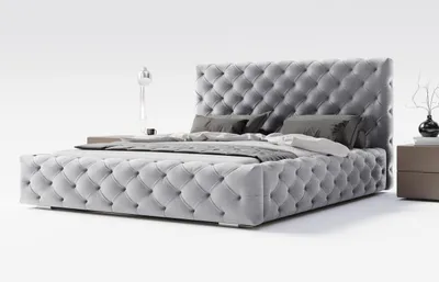 Produktbild von Doppelbett 180x200 cm Paris - Chesterfiled, Samt, Bettkasten - Polsterbett mit Metall-Lattenrost - Grau