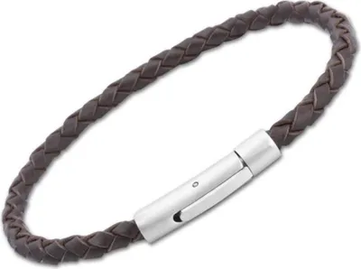 Produktbild von Geflochtenes Lederarmband mit Edelstahlverschluss 19cm LB0001