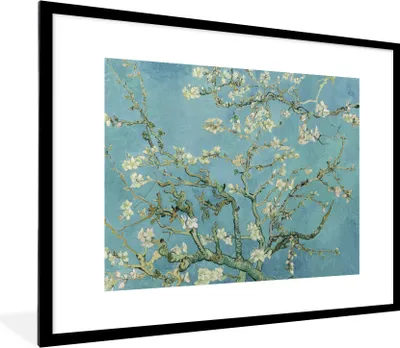 Produktbild von MuchoWow® Gerahmtes Poster Van Gogh - Blüte - Alte Meister - Vincent van Gogh 80x60 cm - Poster mit Schwarzem Bilderrahmen Wandposter Rahmen Foto Bilder - Schlafzimmer-Dekorationen - Fotoposter